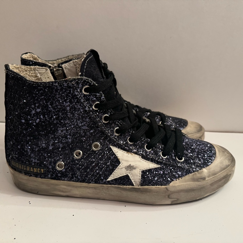 Glitter Navy Golden Goose High-top sneakers